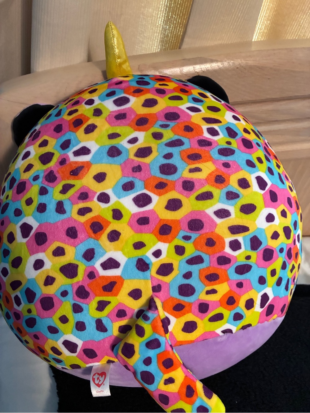 Ty Colorful Leopard Print Unicorn Plush Pillow - Picture 3 of 8